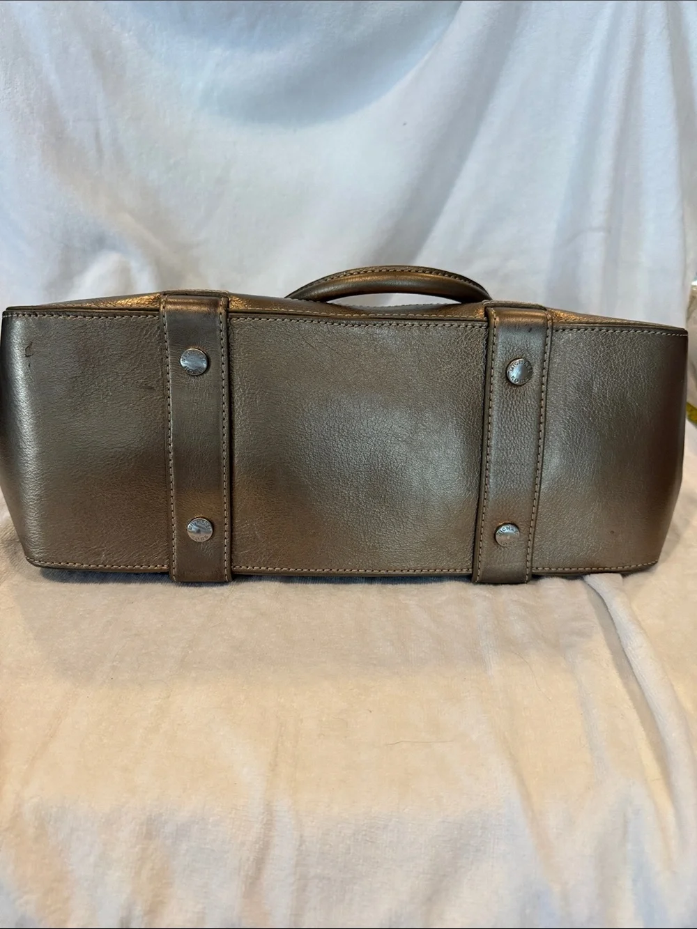 Michael Kors MK Logo Tan  Tote with Metallic Gold Trim